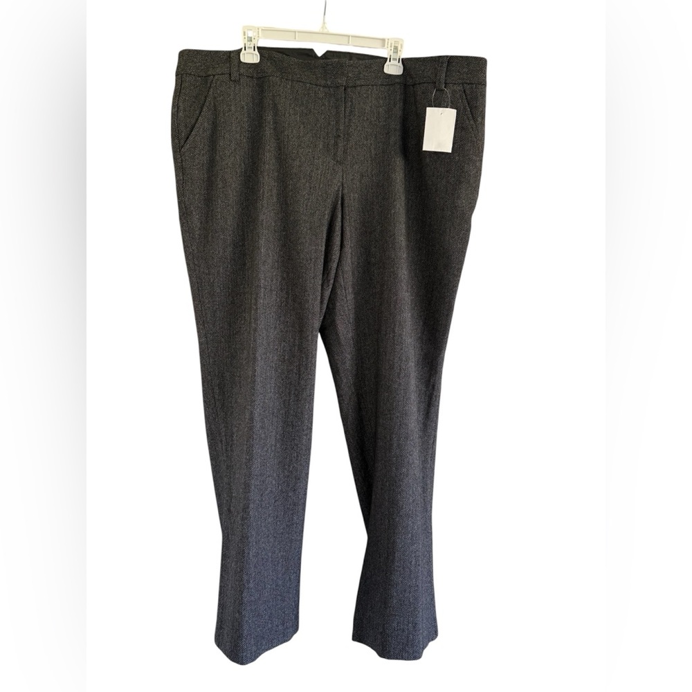 NEW Lands' End Women's Herringbone Gray Pants Wool Trousers Size 22W